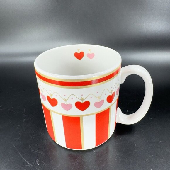 Flowers Inc Balloons Ceramic Coffee Mug Cup Red Pink Hearts Made Korea Vintage - Picture 11 of 12